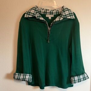 Rebecca Malone Green Pullover with Green & White Plaid Collar